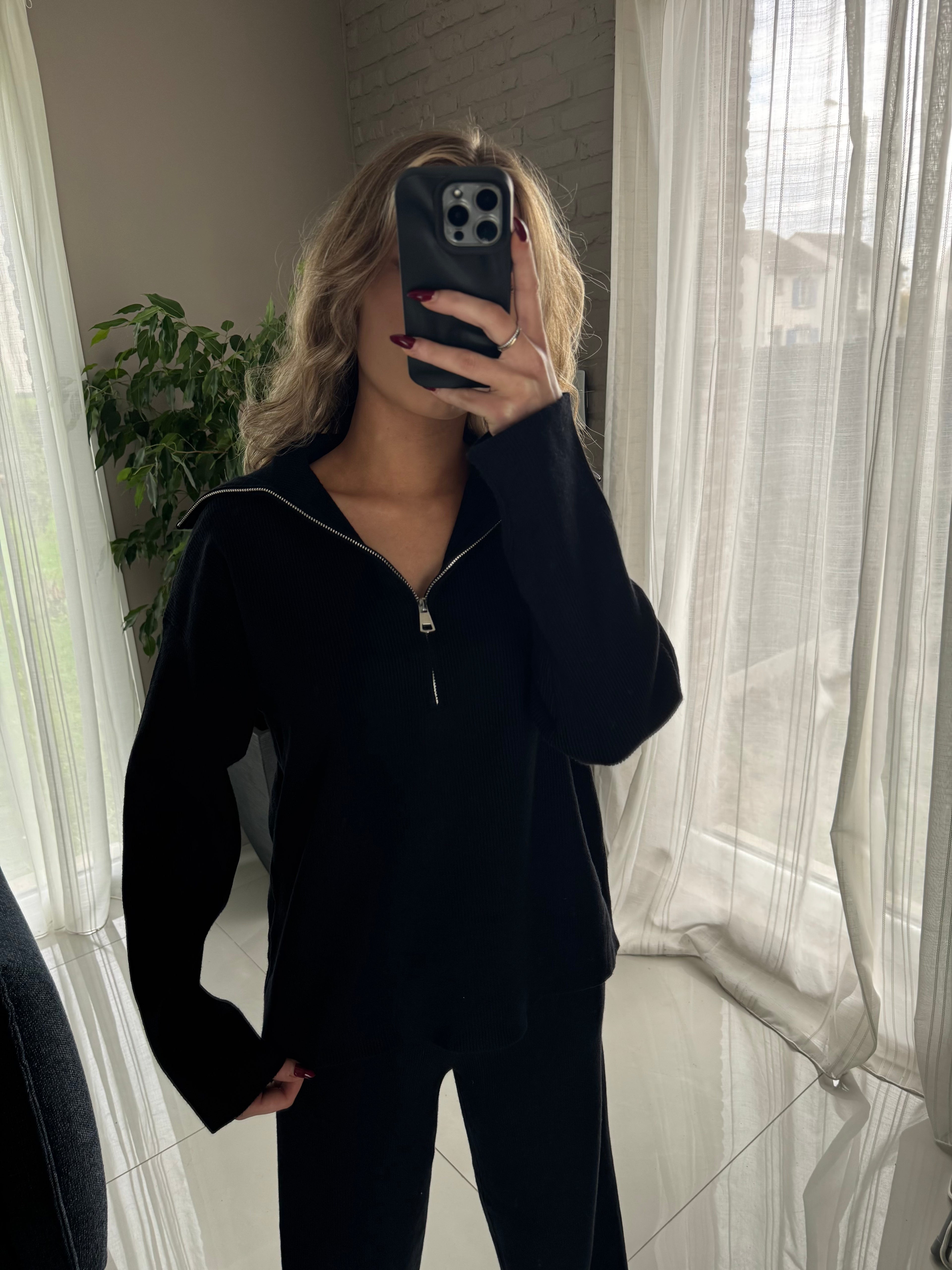 Ensemble cocooning noir en maille