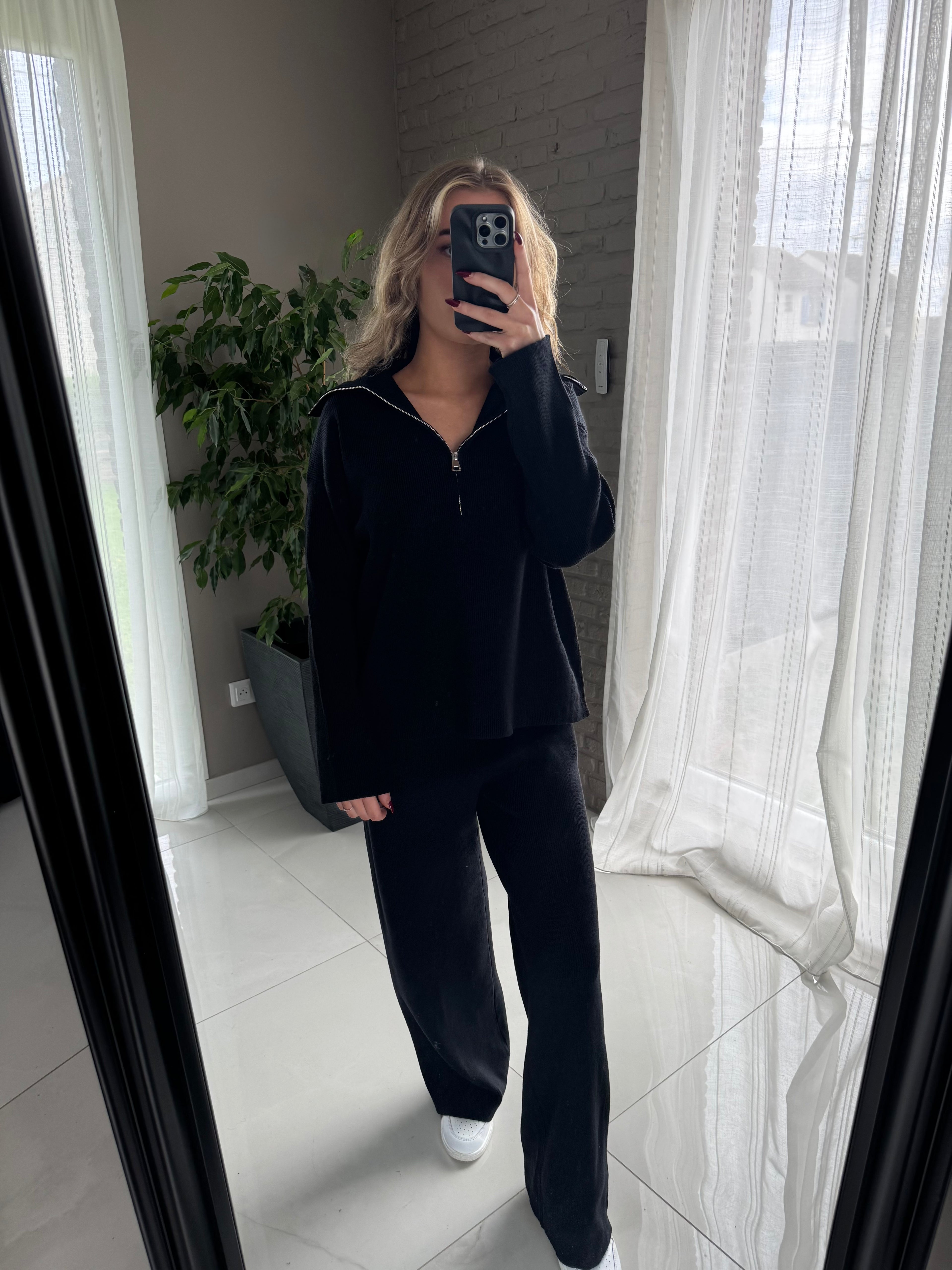 Ensemble cocooning noir en maille